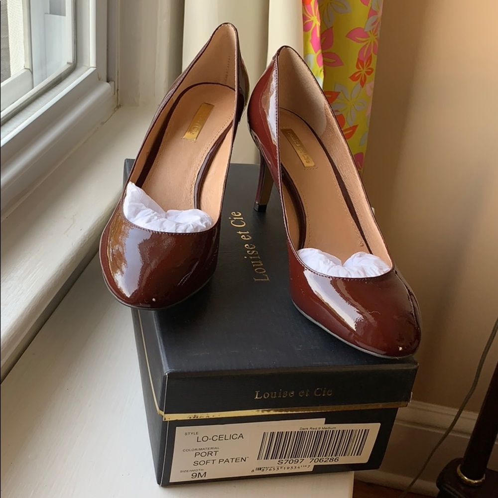 New Louise et Cie Port Red Patent Heels Pumps 9 M
